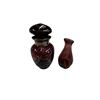 Image 1 : 2 Purple Glass Collectibles: Silver Overlay Lidded Container & Art Glass Vase