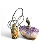Image 1 : 2 Collectibles: Bone Carved Elephant Snuff Bottle & Pewter Eagle On Amethyst Rock