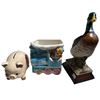 Image 1 : 3 Vintage Collectibles: Piggy Bank, Planter, & Porcelain Duck