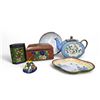 Image 1 : 6 Vintage Enamel Collectibles: Cloisonne & Teapot