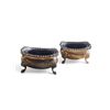 Image 1 : 2 Vintage Silver Plated Salt Cellars With Cobalt Blue Glass Inserts