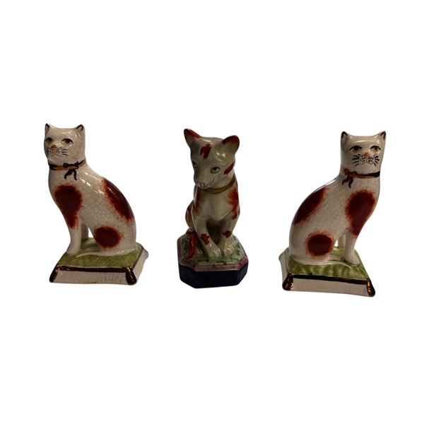 3 Vintage Porcelain Cats: Staffordshire & Jordan
