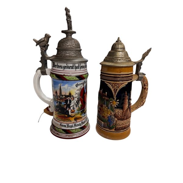 2 Vintage Steins (1 Lithophane)