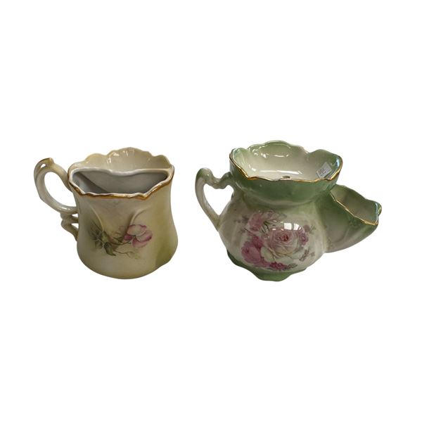 2 Vintage Porcelain Shaving Mugs Nippon & Staffordshire