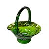 Image 1 : Green Glass Center Piece Basket Stamped MD