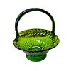 Image 3 : Green Glass Center Piece Basket Stamped MD