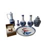 Image 2 : Assorted Porcelain Vases, Hand painted Cherry Blossom Plate, & Art Glass Cat