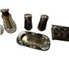 Image 5 : 2 Vintage Salt & Pepper Sets & Trinket Box: Sterling Silver Mother OF Pearl & Abalone Mexico Alpaca