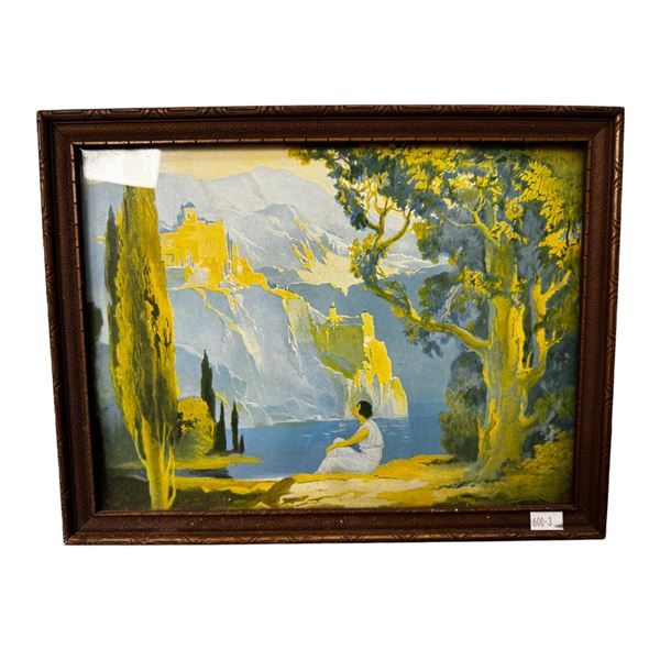 Framed Vintage Deco Maxfield Parrish Inspired Print