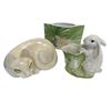 Image 1 : 2 Porcelain Planters & Cat Figurine