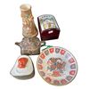 Image 1 : Assorted Vintage Asian Collectibles: Teapot, Lidded Containers, Vase & Bowl