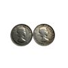 Image 2 : 2 Canadian Silver 50 Cent Coins: 1954 & 1955