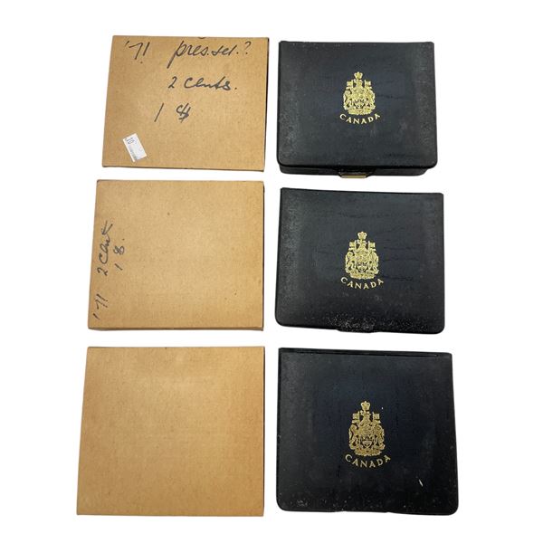 3 Sets Of Uncirculated 1971 Canadian Coin Sets: Dollar, 50 Cent, Quarter, Dime, Nickel, & Penny