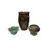 Image 1 : 3 Glazed Pottery Art Items: Vases & Bowl