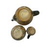 Image 2 : Vintage 3pcs Of Doulton Lambeth Pottery Hand Painted Teapot Set: Teapot, Creamer & Sugar Jar
