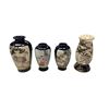 Image 1 : 4 Vintage Hand Painted Vases (1 Flower Frog)