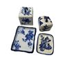 Image 2 : 4pcs Of Vintage Flown Blue Porcelain Ware: Platters & Cheese Dishes