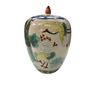 Image 1 : Vintage Hand Painted Lidded Asian Crane Themed Jar