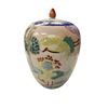 Image 2 : Vintage Hand Painted Lidded Asian Crane Themed Jar