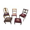 Image 1 : 5 Vintage Needle Point Collectibles: 3 Chairs & 2 Stools