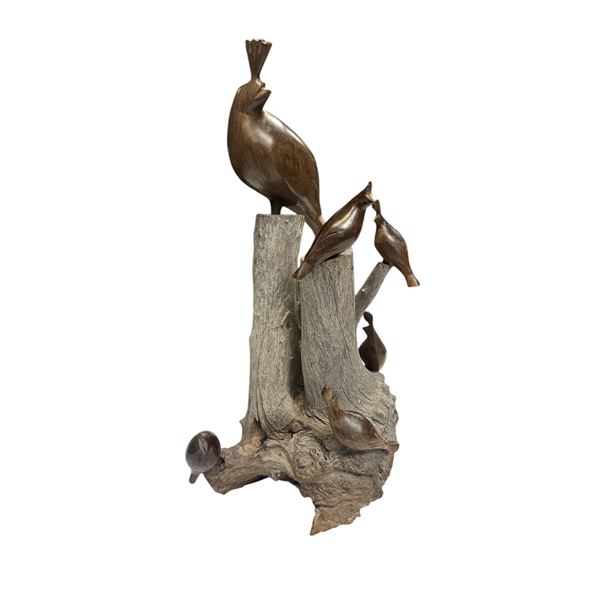 Vintage Carved Wooden Bird Sculpture