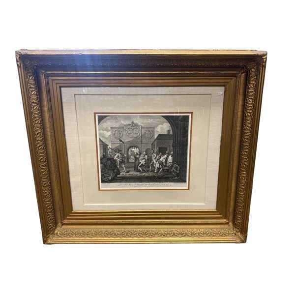 Large Vintage Framed Original William Hogarth Etching With Engraving And COA 1770