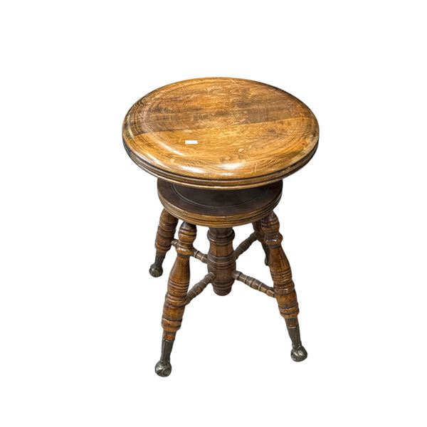 Vintage Glass Ball In Clawfoot Piano Stool