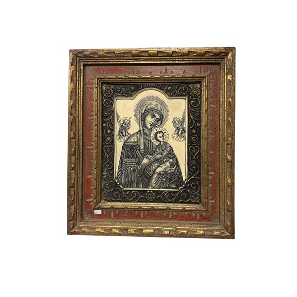 Framed Vintage Saint Mary Etching Art