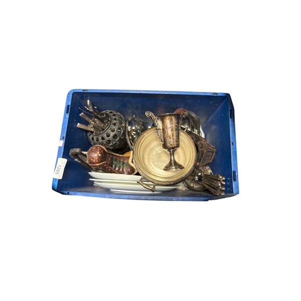 Assorted Silver Plated Items, Vintage Ice Skates, Cutlery, & More