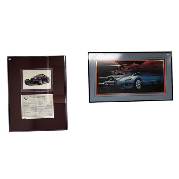 2 Framed Vintage Car Posters: Plymouth Prowler & Concept Cars