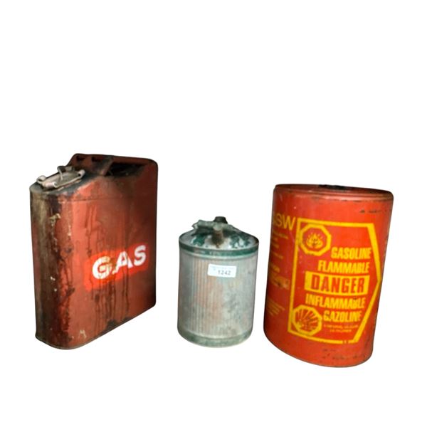 3 Vintage Gasoline Jerry Cans