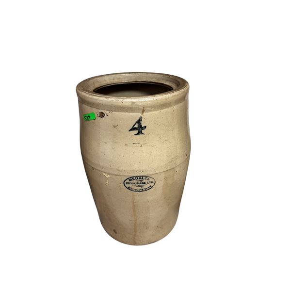 Vintage Medalta Medicine Hat #4 Stoneware Crock