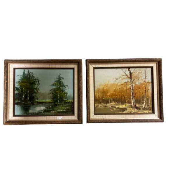 2 Vintage Original Oil On Canvas Art Works Artist Signed Nature Scenes