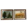 Image 1 : 2 Vintage Original Oil On Canvas Art Works Artist Signed Nature Scenes