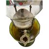 Image 4 : Vintage Green Glass Oil Lamp