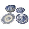 Image 2 : 5pcs Of Vintage Blue White Spode Porcelain Dishware: Cups, Bowls, Plate