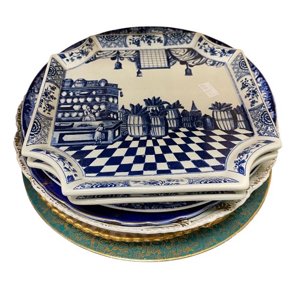 8 Assorted Vintage Plates: Flown Blue, Delf, Aynsley, Royal Winton, & More