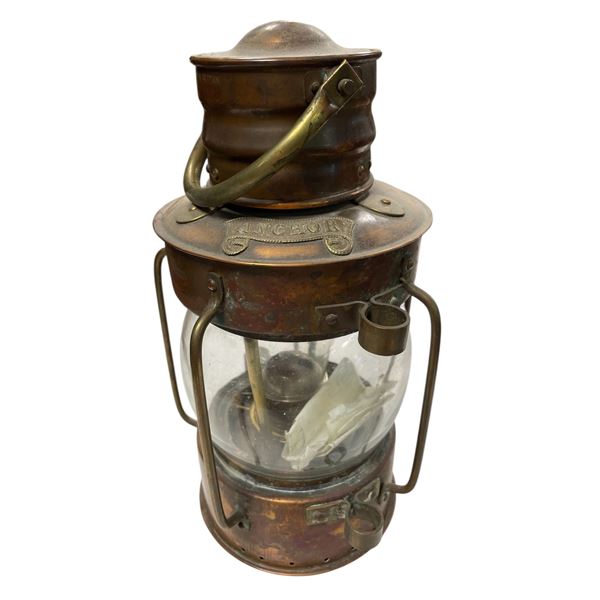 Vintage Nautical "Anchor" Copper Oil Lamp