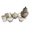 Image 1 : 6pcs Of Abbott Hummingbird Themed Porcelain Ware: Teapot, Lidded Jar, Creamer, Sugar Container, Cups