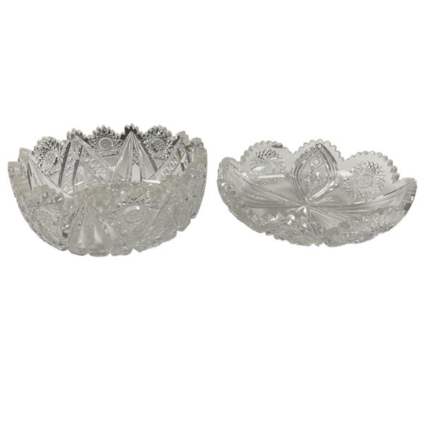 2pcs Of Vintage Brilliant Cut Crystal Center Piece Bowls