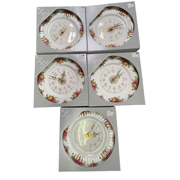 Lot of 5 English China Wall Clocks