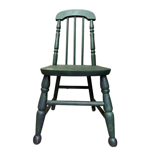 Small Green Vintage Antique Childrens Wooden Chair