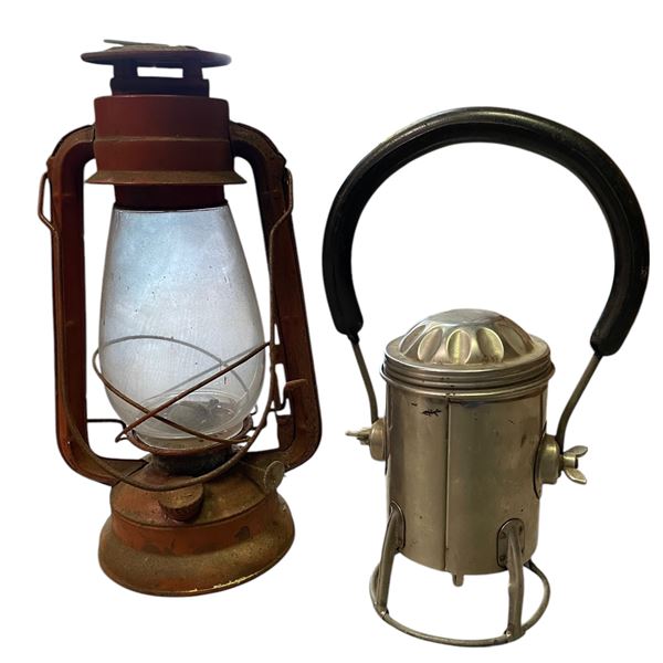 Lot of 2 Vintage Lamps Winged Wheel No. 500 & Conger Lantern Co
