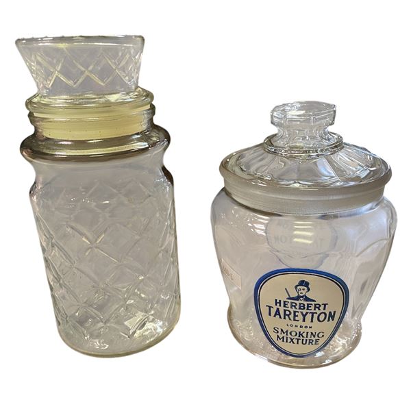 Two Vintage Jars Mr. Peanut & Herbert Tareyton Smoking Mixture Tuckett Tobacco Company