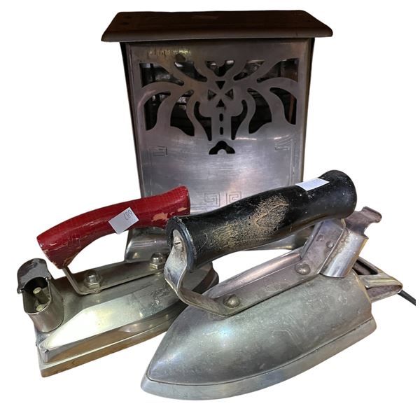 Antique Clothes Irons and Toaster