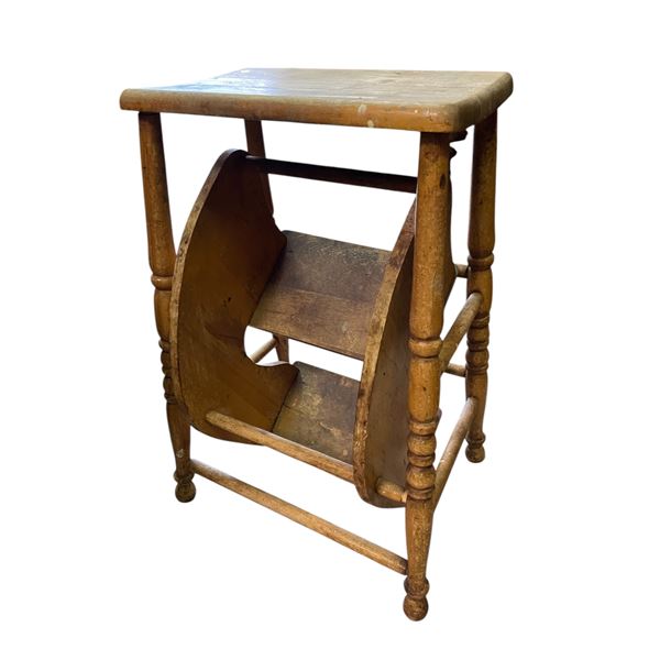 Antique Wood Fold Out Step Stool