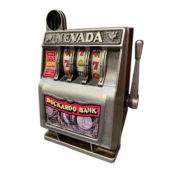 Vintage Nevada Buckaroo Bank 777 Slot Machine Toy