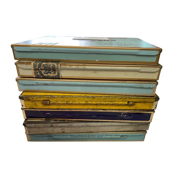 Collection of 7 Metal Cigarette Cases/Boxes Sweet Corporal Gold Flake Players & McDonalds