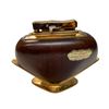 Image 1 : Flame Crest Brass & Solid Walnut Carved Table Lighter