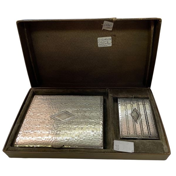 Evans Nickel Silver Cigarette Case and Match Box
